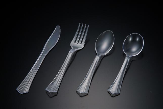 厂家直供cs5800一次性ps塑料餐具 塑料电镀餐具仿金属.